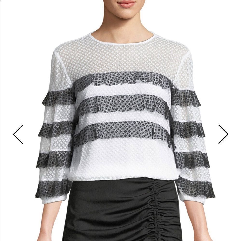 NWOT MILLY Gabriella Mesh Tiered Stripe Top Medium